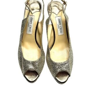 Jimmy Choo Gold Glitter Slingback Heels Size 40 (US 9)